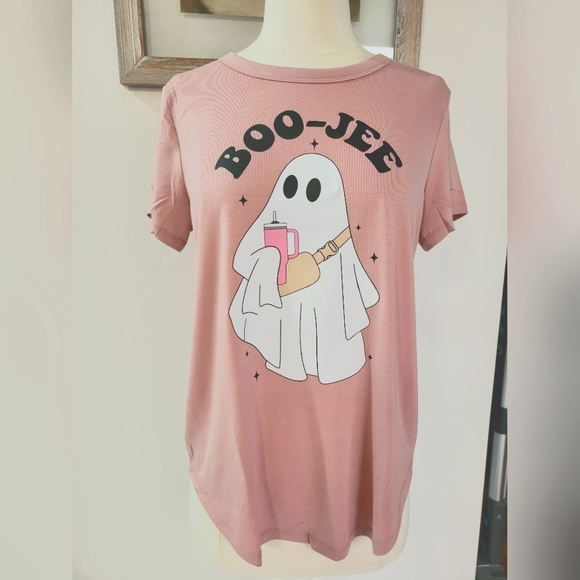 Hand Crafted Tops - NWT Boo-Jee pink or taupe tee handmade. Fall new design, limited quantities